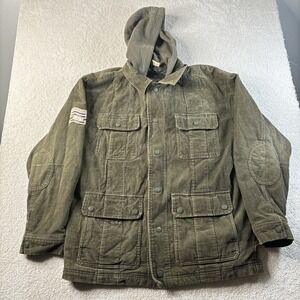 VTG State Property Field Jacket Men's Large Military Barn Chore Green Corduroy